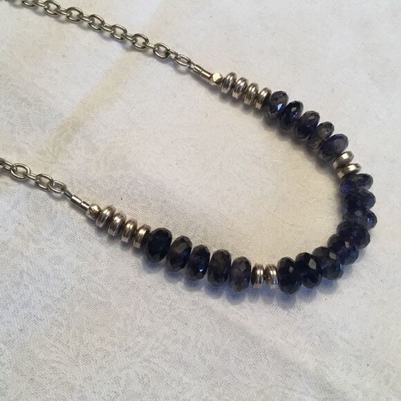 Silvertone Blue Faceted Stone Necklace - Picture 9 of 13